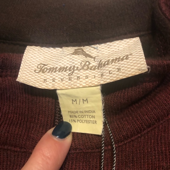 Men’sTommy Bahama Reversible three quarter zip sweater,Medium,Burgundy and Brown - Picture 4 of 12